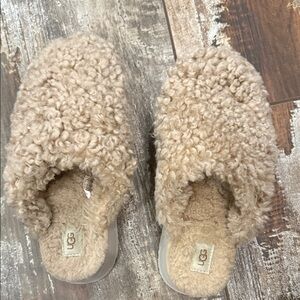UGG Beige Fuzzy Slippers